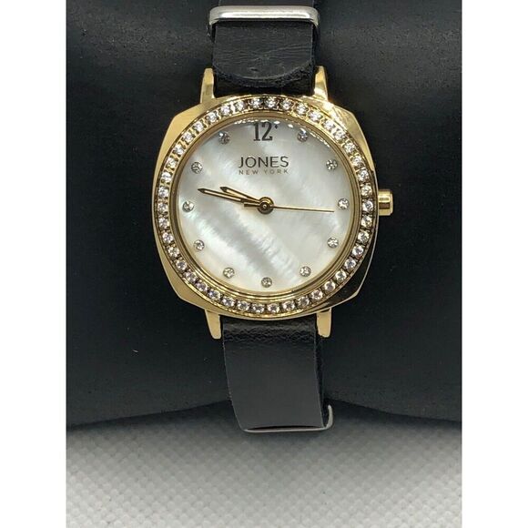 Jones New York JNY1582 Women Black Leather Analog White Dial Quartz Watch KS284 - Picture 1 of 8